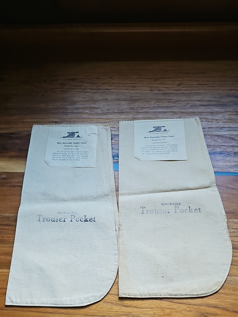 Vintage Cannon Mills Men's Renewable Trouser Pockets Set Of 2